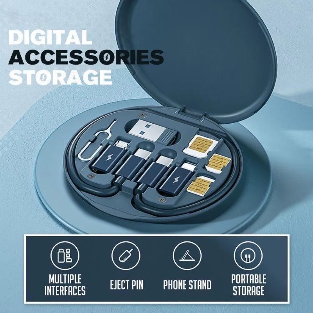 Multifunctional 60W USB Data Cable Fast Charge Line Storage Box Mini Digital Electronic Gadgets Organizer Card Removal Pin Set