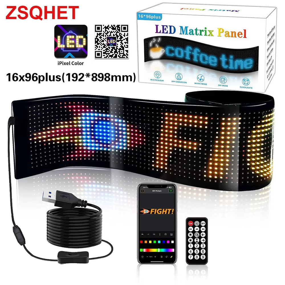 LED Matrix Pixel LED Display Screen Message Scrolling Sign Board Soft Flexible Advertising Light for Store Car Truck Devil Eye