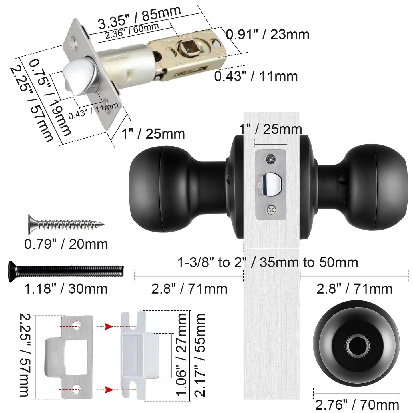 Smart Door Knob, Fingerprint Smart Lock Biometric Door Knob with App Control, Great for Bedrooms,Cloakroom,Apartments Offices,Hotels Matte Black
