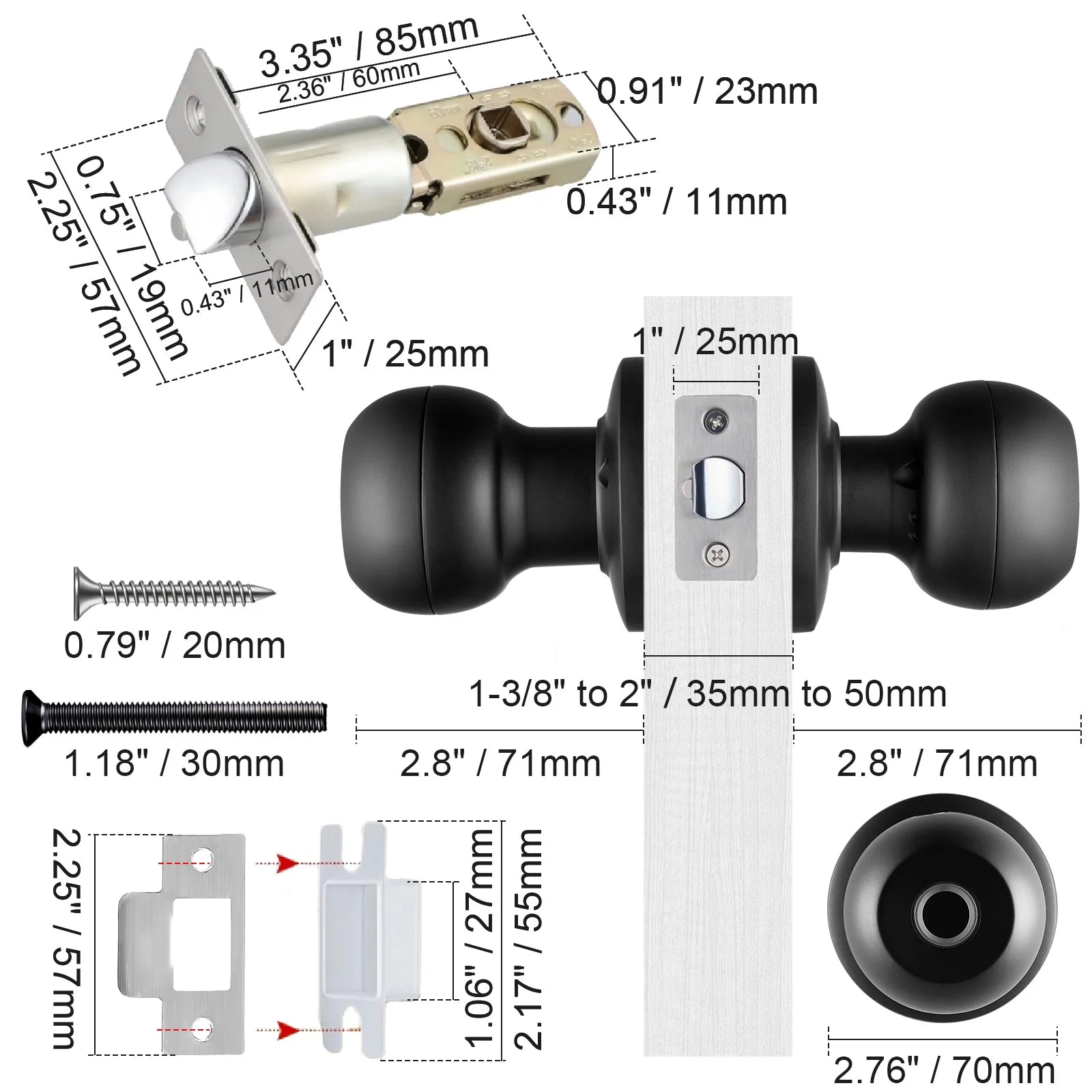 Smart Door Knob, Fingerprint Smart Lock Biometric Door Knob with App Control, Great for Bedrooms,Cloakroom,Apartments Offices,Hotels Matte Black