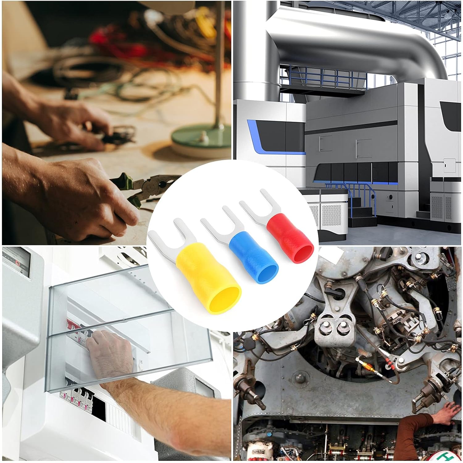 300 Pcs 22-16 16-14 12-10 AWG Insulated Fork Spade U-Type Wire Connector Electrical Crimp Terminal