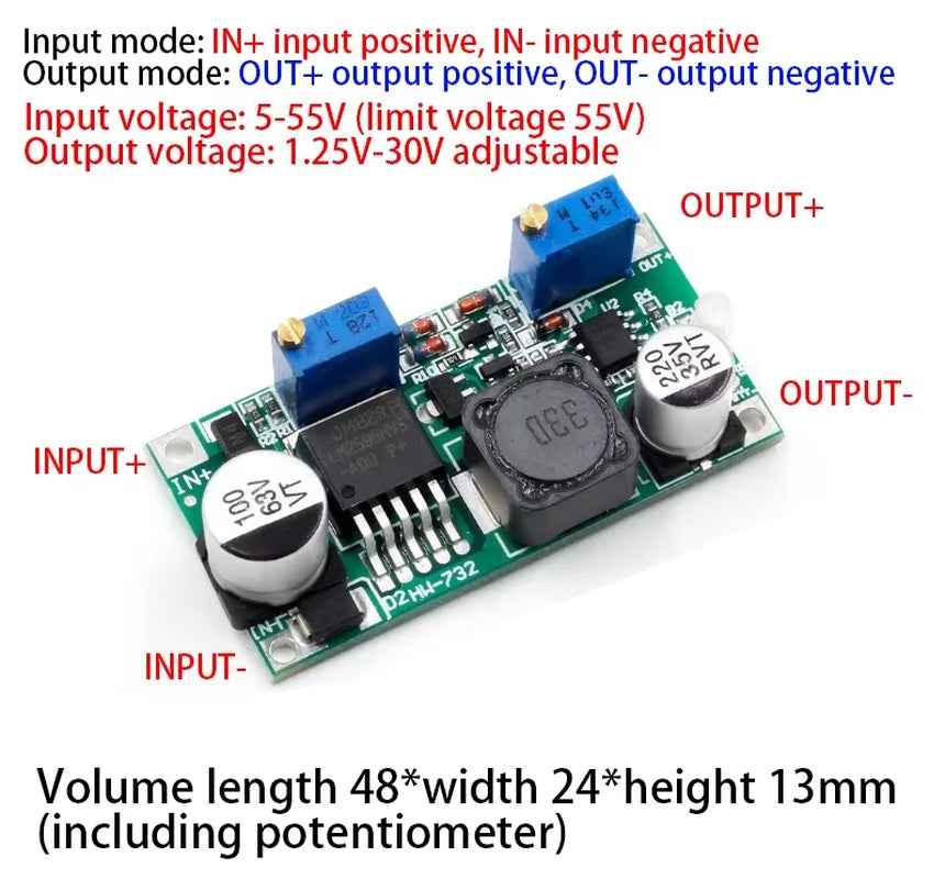 Adjustable Power Module LM2596S DC-DC Buck Regulator Converter Decompression Regulator 24V 12V to 5V 2A