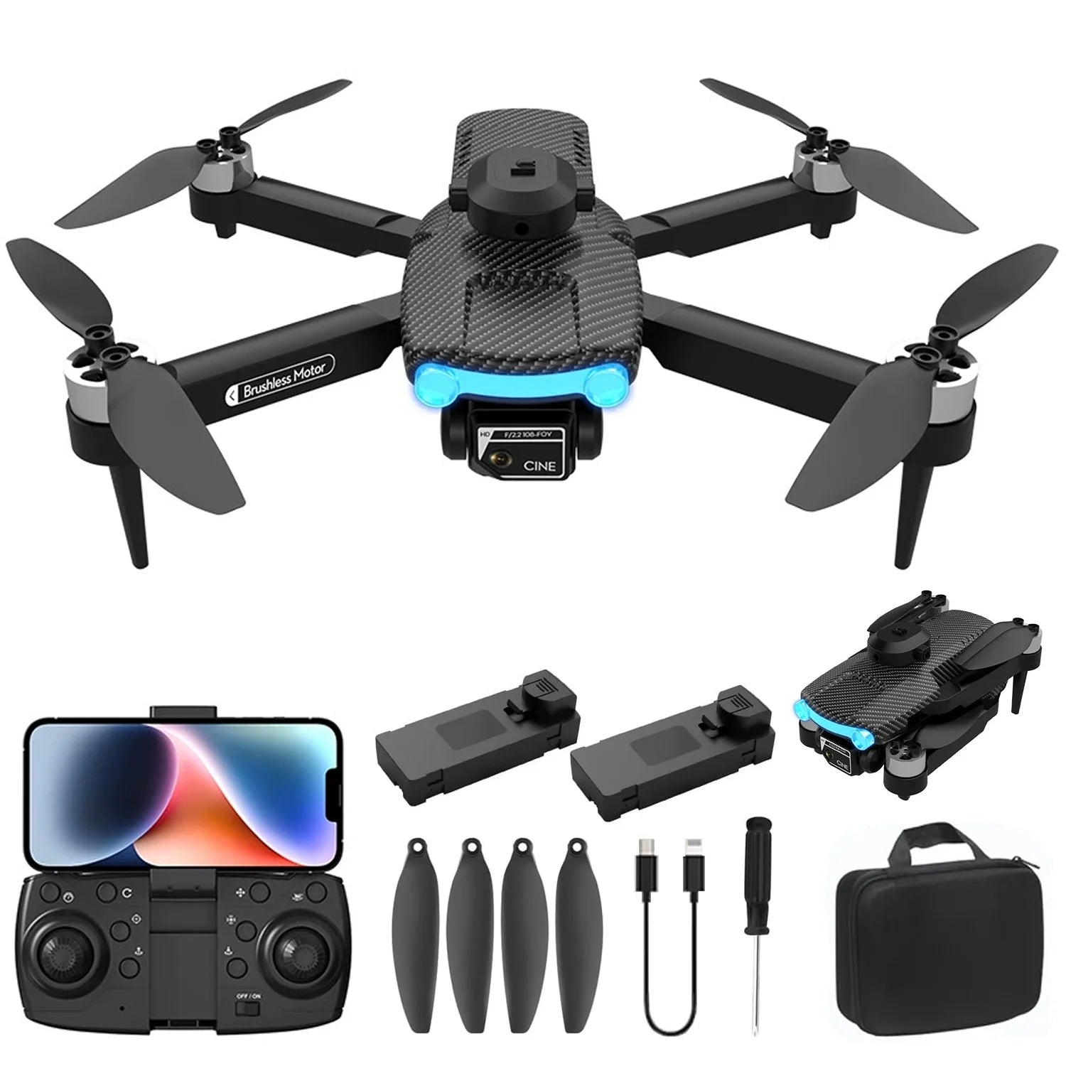 Drone with 4K HD Dual Camera for Kids Adults, Wifi FPV RC Quadcopter with One Key Start, Headless Mode, Foldable Mini Drone Toys Gifts for Kids Beginners