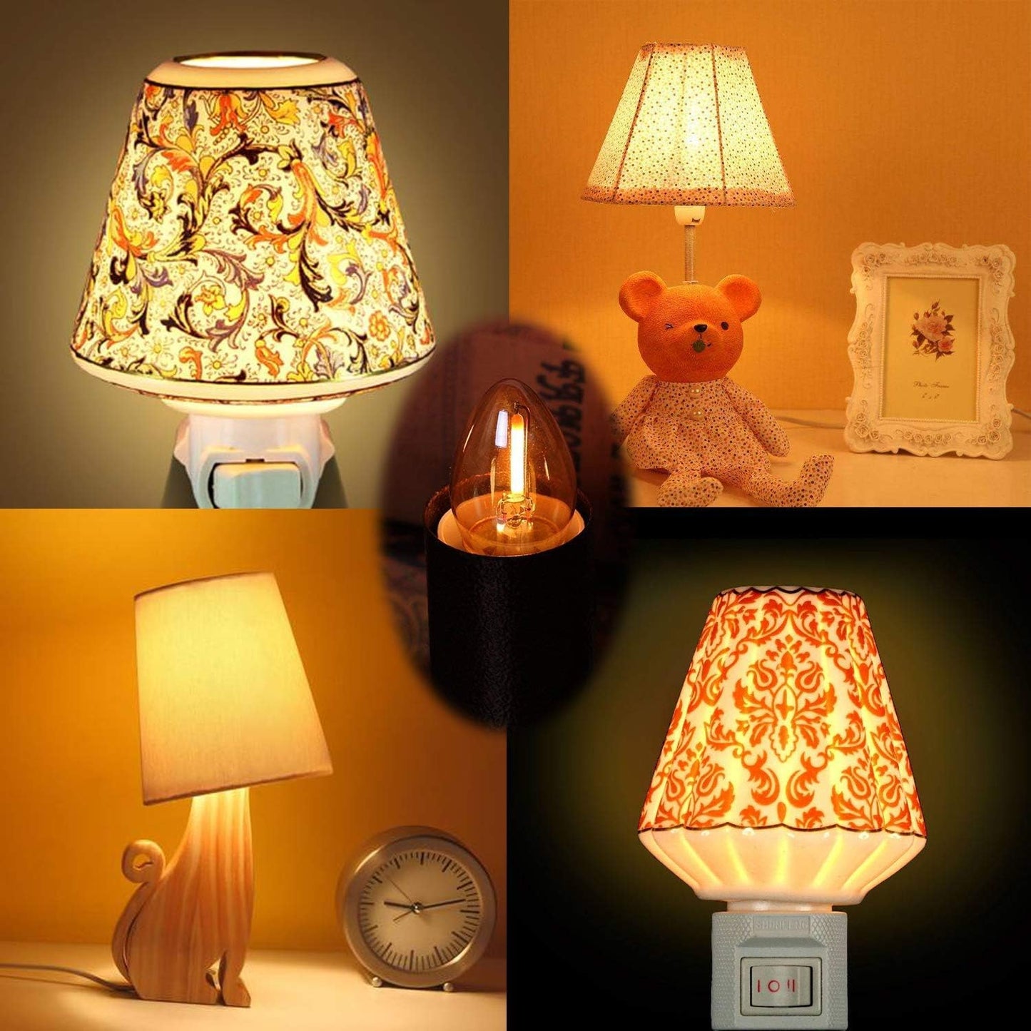 C7 LED Night Light Bulb, Classical Edison Style E12 Candle Base, 0.5 Watts LED Filament Bulb, Sign Light Replacement Bulb, 4W 5W Equivalent, Ultra Warm White 2200K Amber Glass, 50Lm, Pack of 2