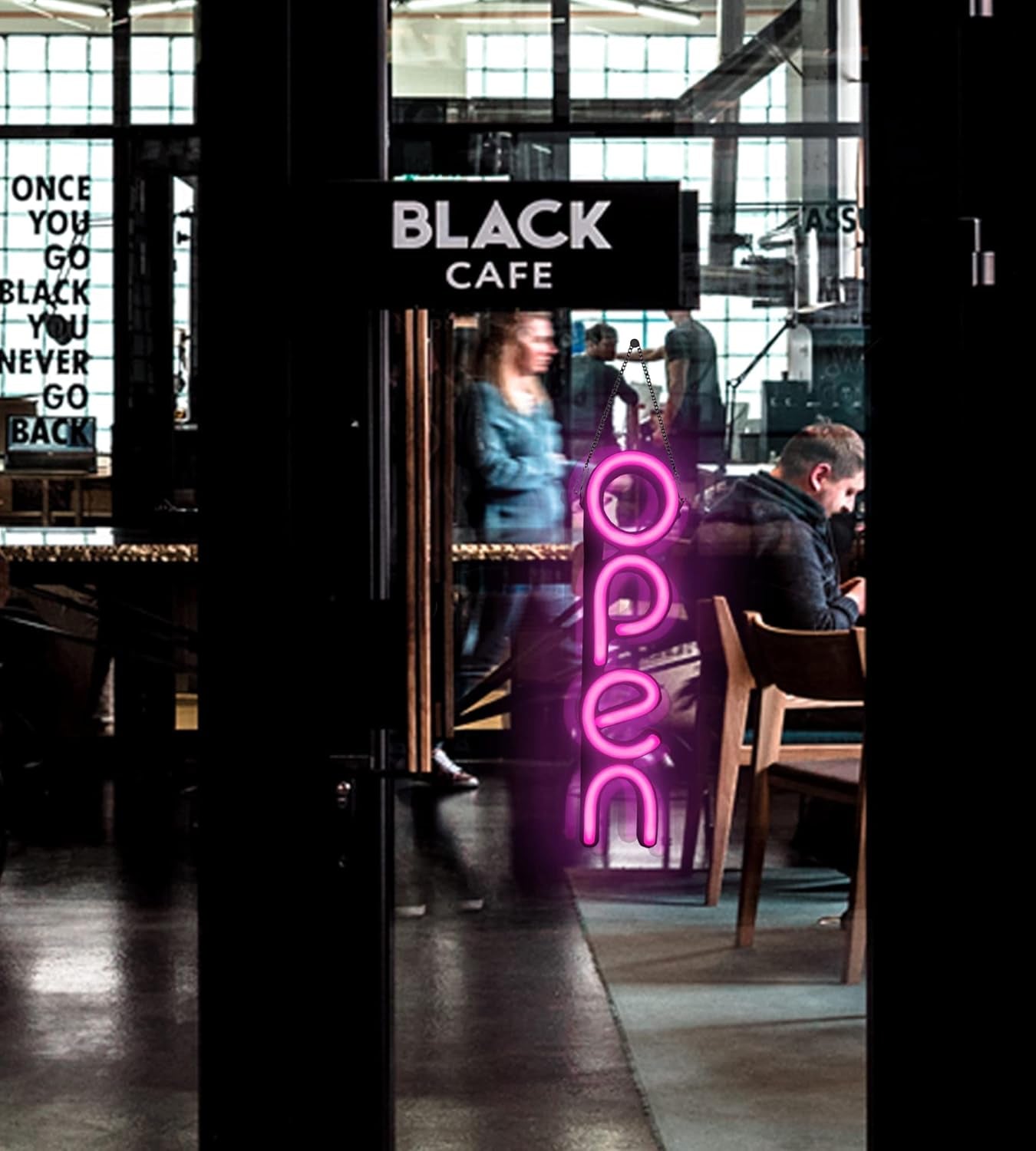 Open Signs for Business,Led Neon Open Sign,16X6 Inch Lighted Sign for Restaurants Offices Retail Shops Window Storefronts,12V/1A Power Supply,With ON/OFF Switch (Vertical Rose Red)