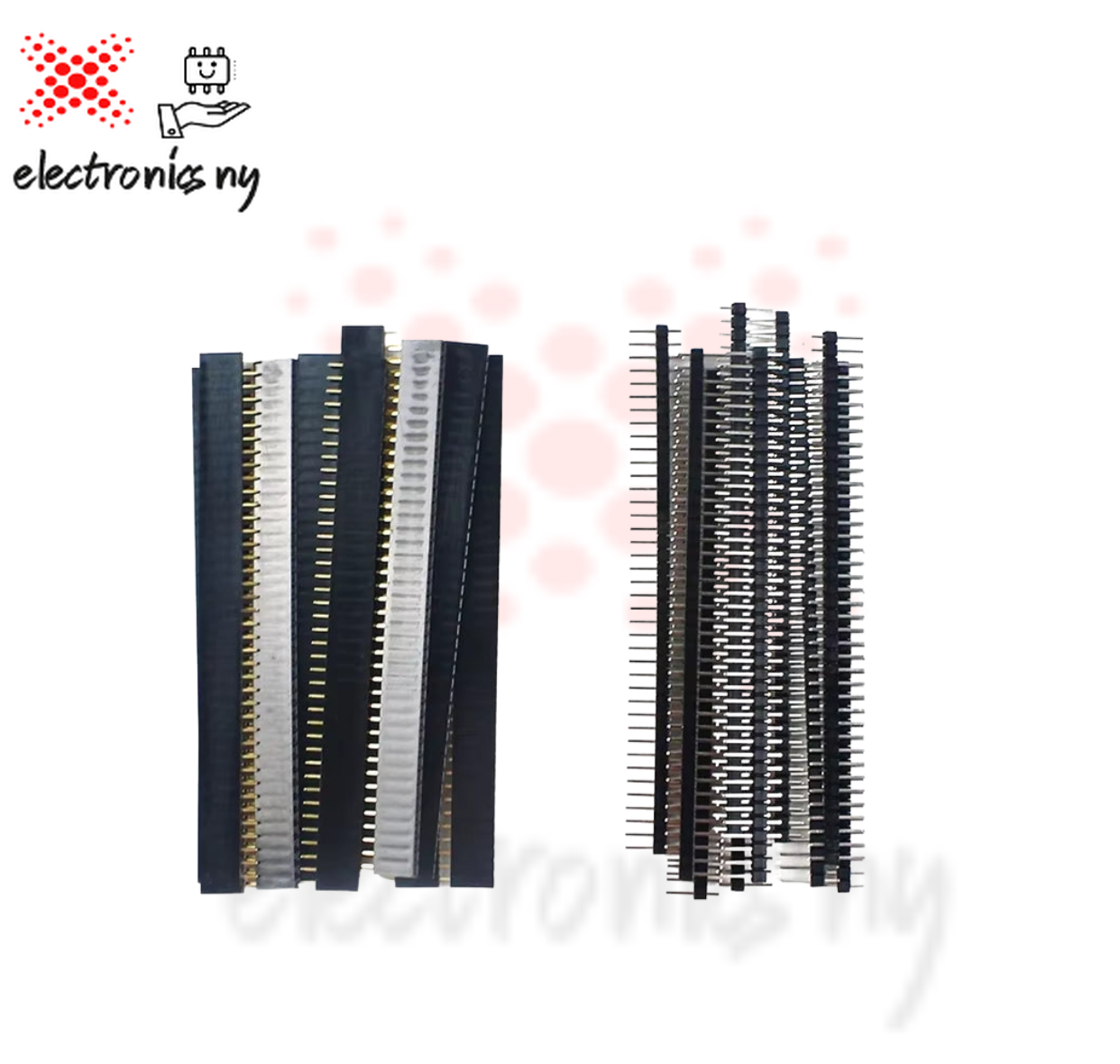 10Pcs Jst Connector Strip 40Pin 1X40 Single Row Male and Female 2.54 Breakable Pin Header Connector Strip for Arduino Black