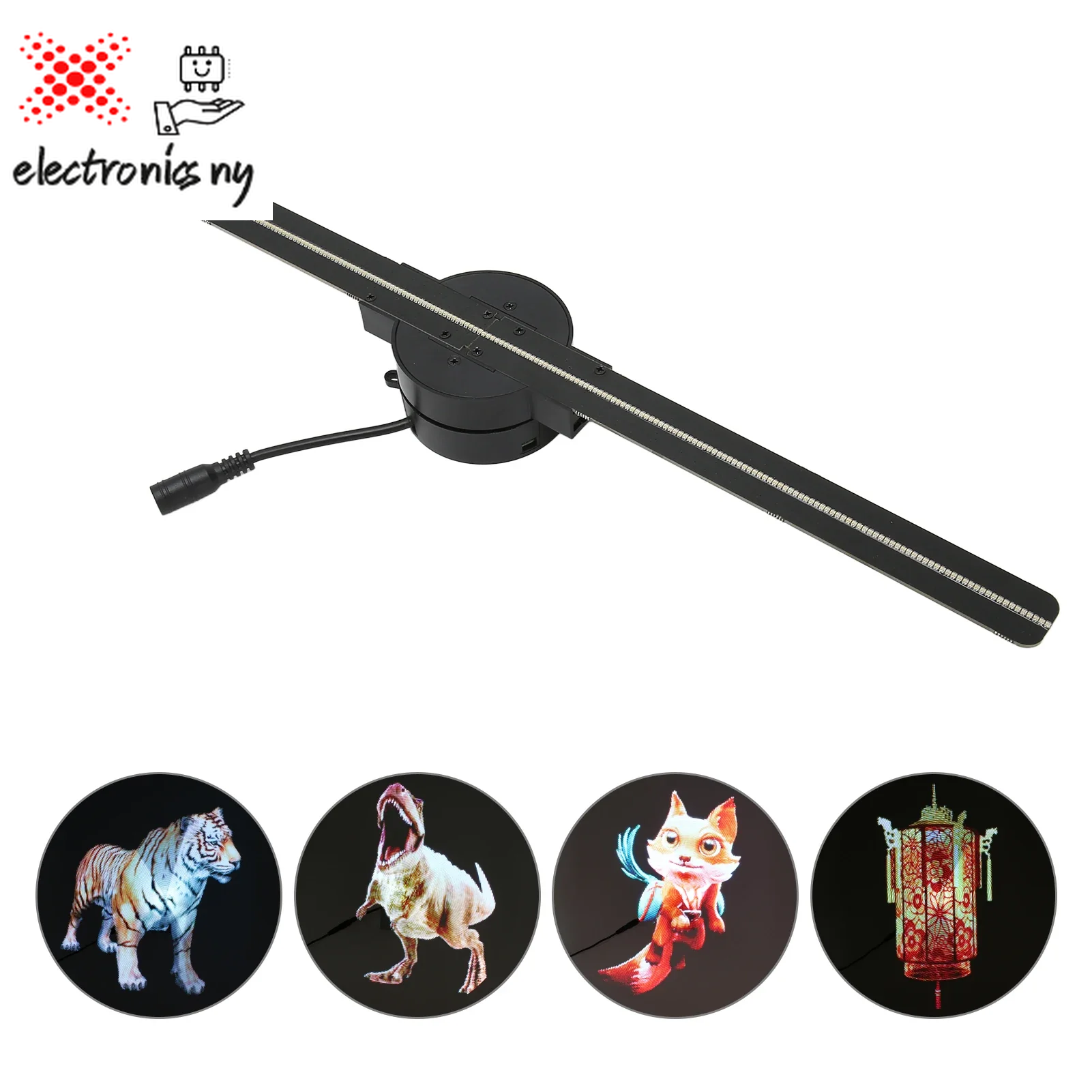 3D Hologram Fan 16.5In 2000X224 Wifi 3D Projector with 224 LED Light Beads for Business Store Advertising 100‑240V